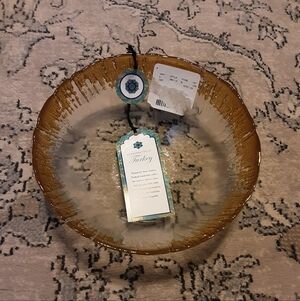 Elegant Glass Bowl with Gold Rim